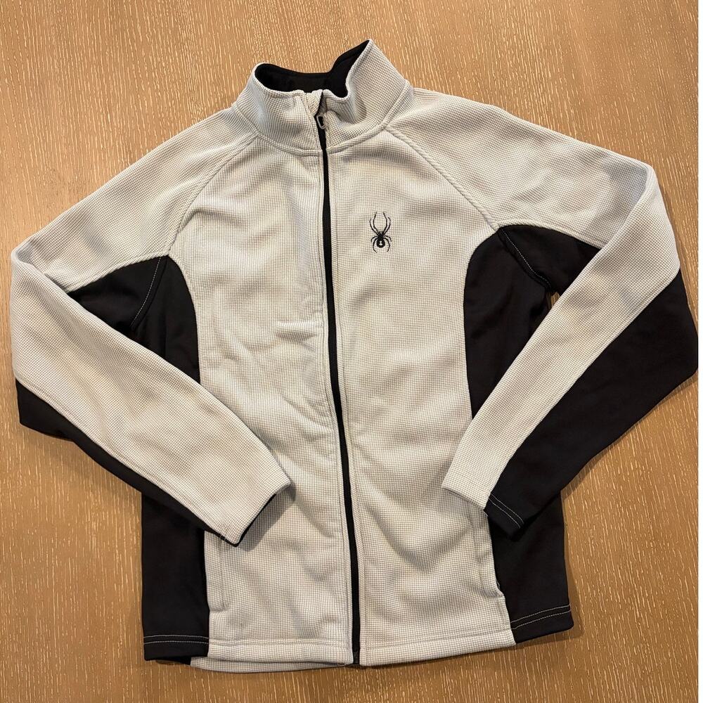 Spyder Jacket Mens‎ Size Medium Gray Foremost Fleece Waffle Knit Full Zip